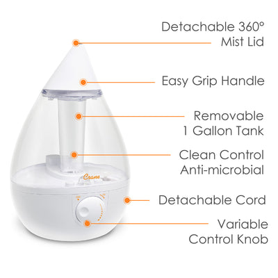 DROP COOL MIST HUMIDIFIER CLEAR WHITE- 1 GAL