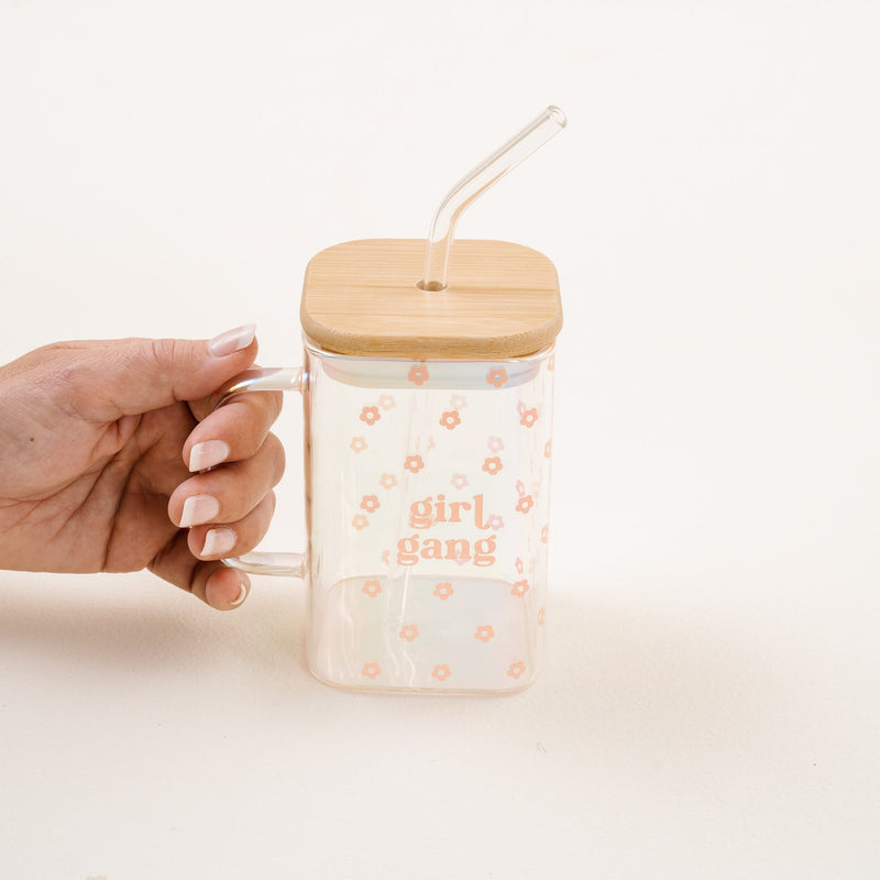 SQUARE GLASS CUP- GIRL GANG 20OZ