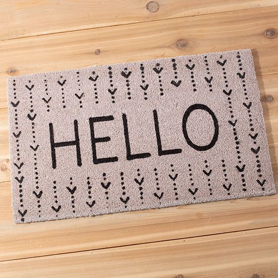 BLACK AND WHITE HELLO DOORMAT 30X18IN