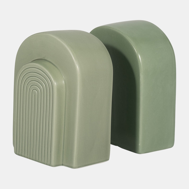 CER, S/2 7" ARCH BOOKENDS - DARK SAGE