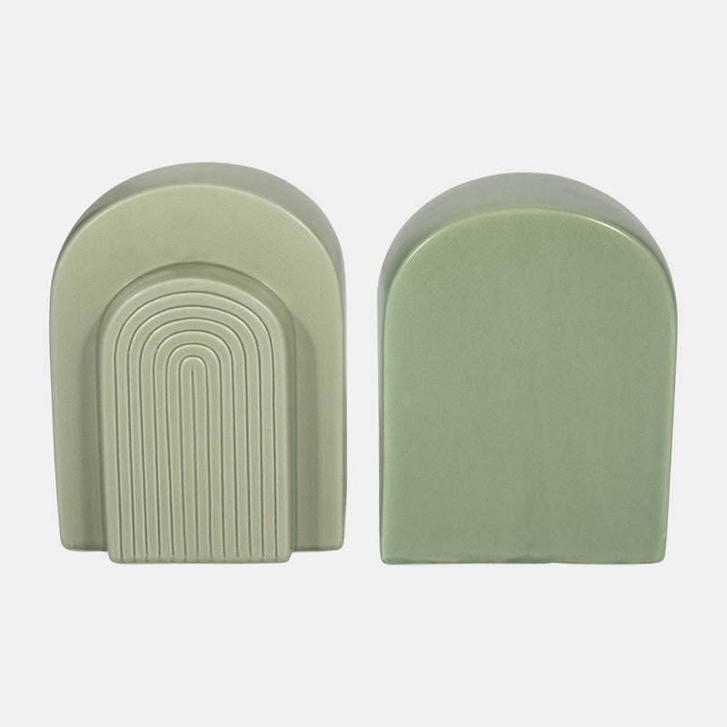CER, S/2 7" ARCH BOOKENDS - DARK SAGE