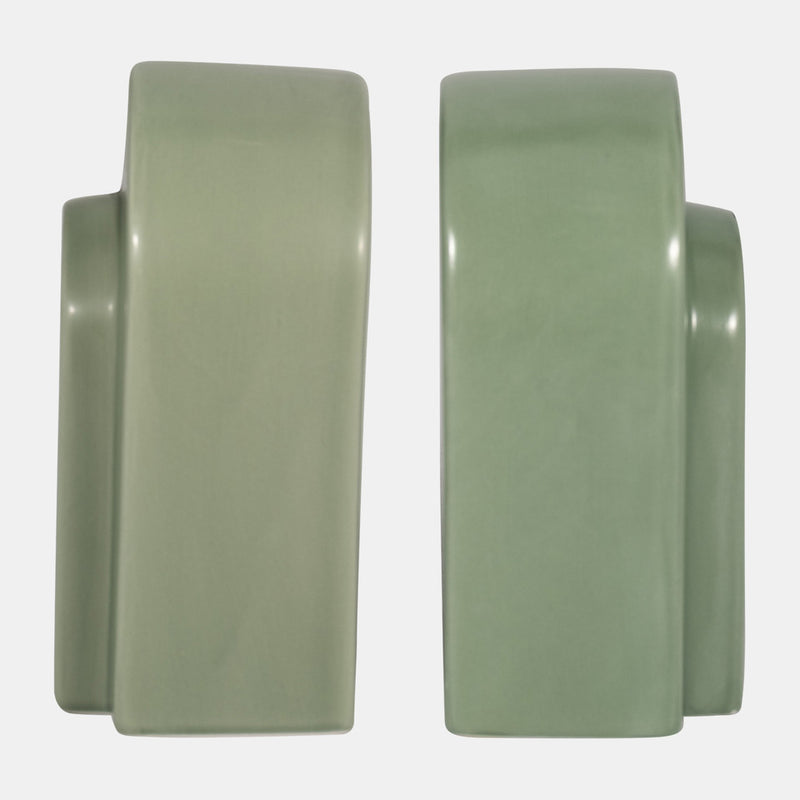CER, S/2 7" ARCH BOOKENDS - DARK SAGE