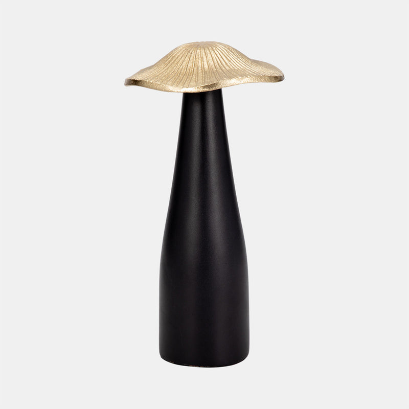 METAL 9" MUSHROOM DECO - BLACK/GOLD