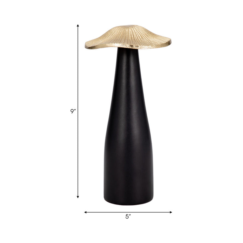 METAL 9" MUSHROOM DECO - BLACK/GOLD