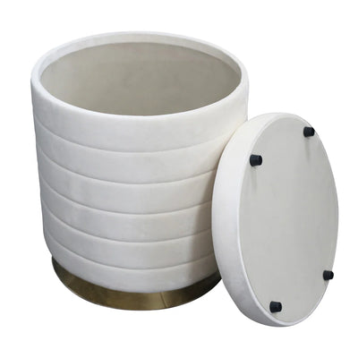 CREAM VELVET STORAGE STOOL 19IN STIRLING