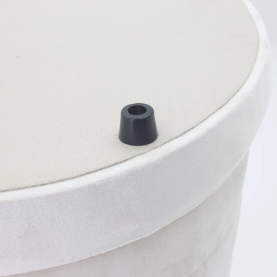 CREAM VELVET STORAGE STOOL 19IN STIRLING