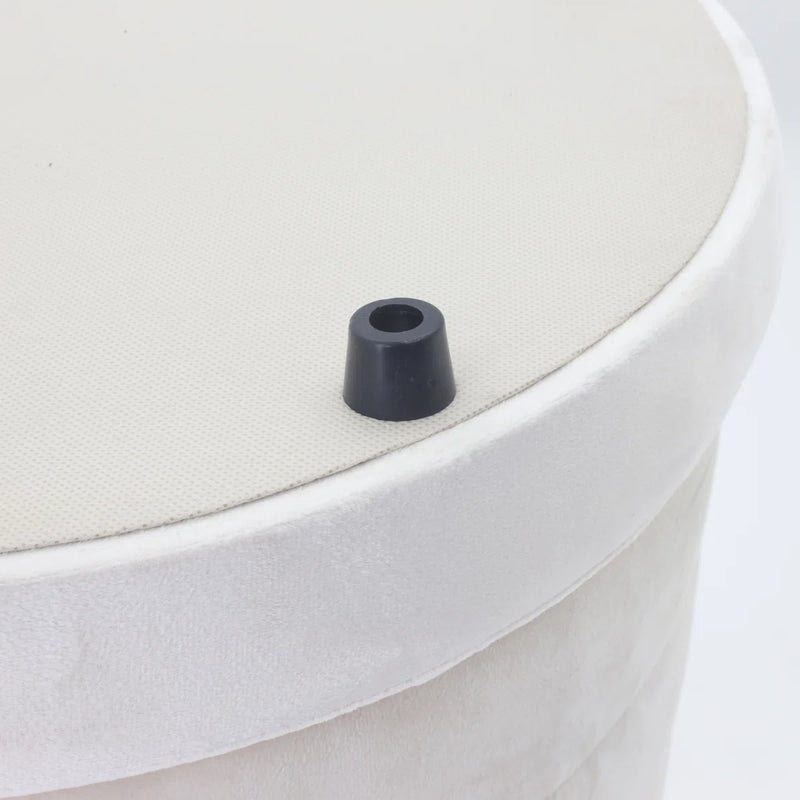 CREAM VELVET STORAGE STOOL 19IN STIRLING