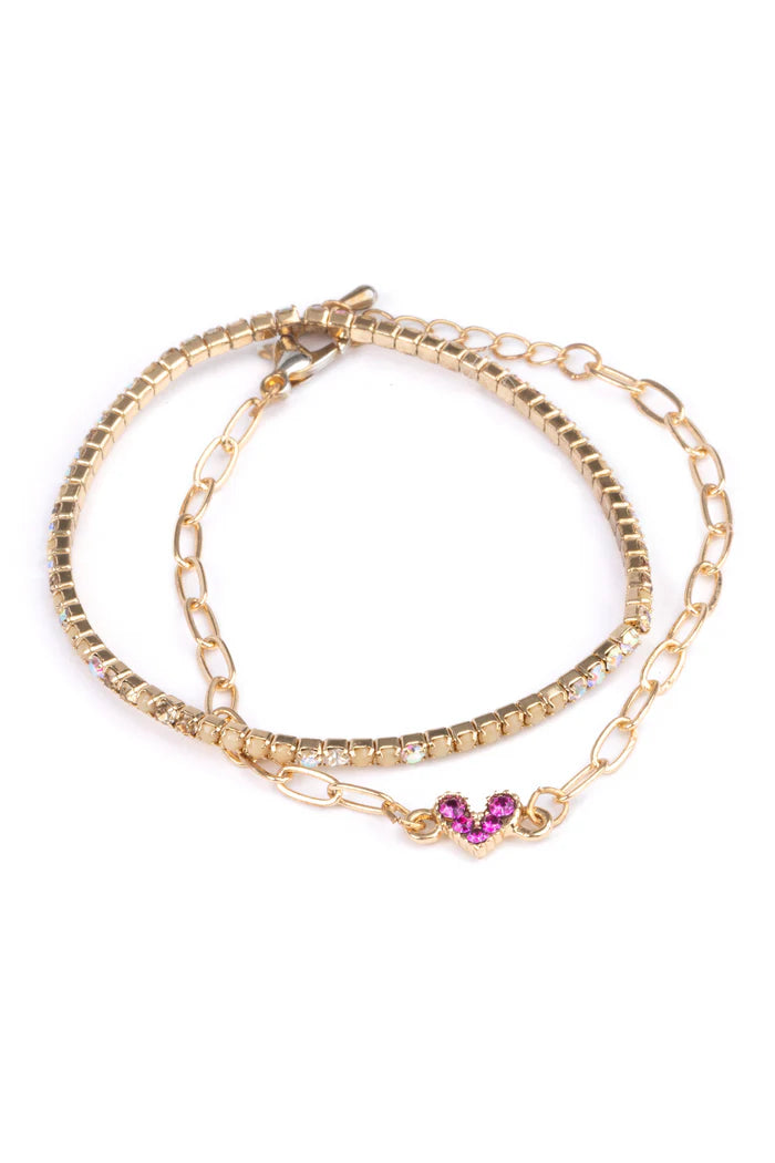 2 PIECE BOUTIQUE CHIC LINKED LOVE BRACELETS