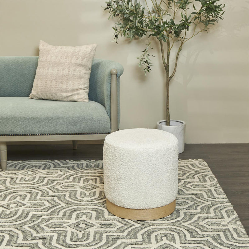 BOUCLE WHITE OTTOMAN