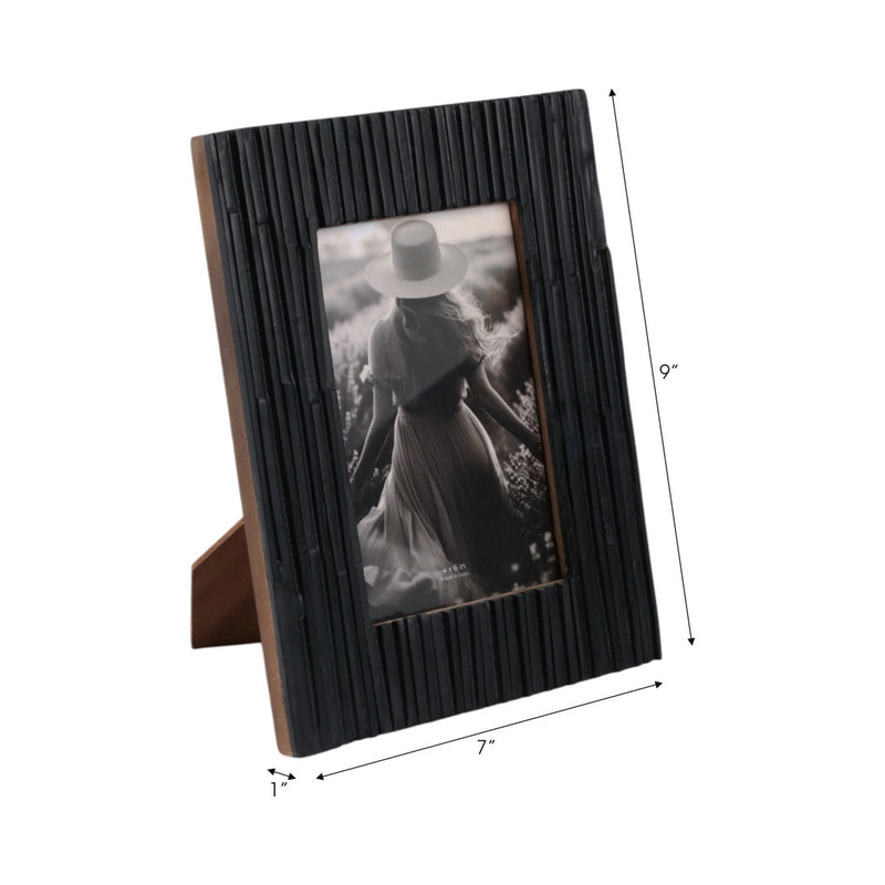 WOODEN RESIN JAGGED PHOTO FRAME DECOR - BLACK 4 X 6"