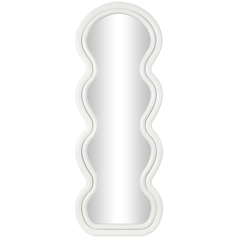 WHITE WOODEN ABSTRACT WAVY WALL MIRROR