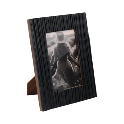 WOODEN RESIN JAGGED PHOTO FRAME DECOR - BLACK 4 X 6"