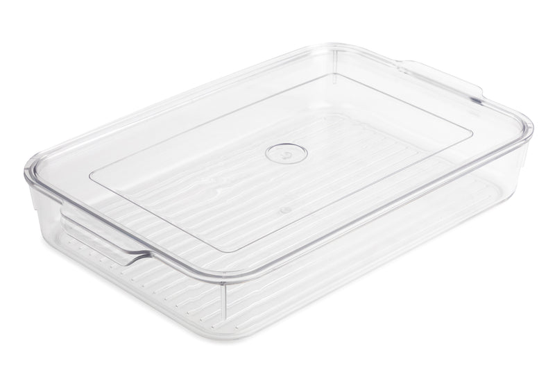 STACKABLE FRIDGE BIN WITH LID N HANDLES
