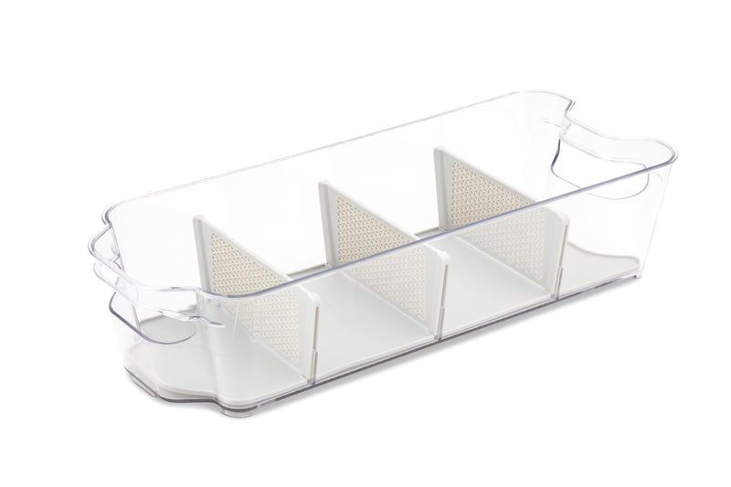 FRIDGE+PANTRY STACKABLE BIN W/ DIVIDERS