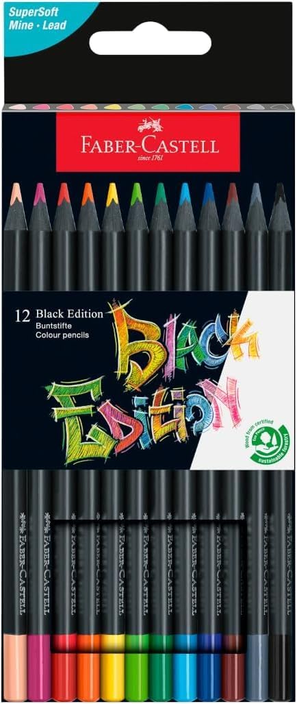 COLOURING PENCILS BLACK EDITION - TIN OF 12