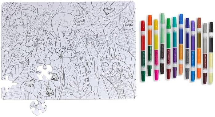 COLOUR BY NUMBER PUZZLE - JUNGLE 100 PIECES