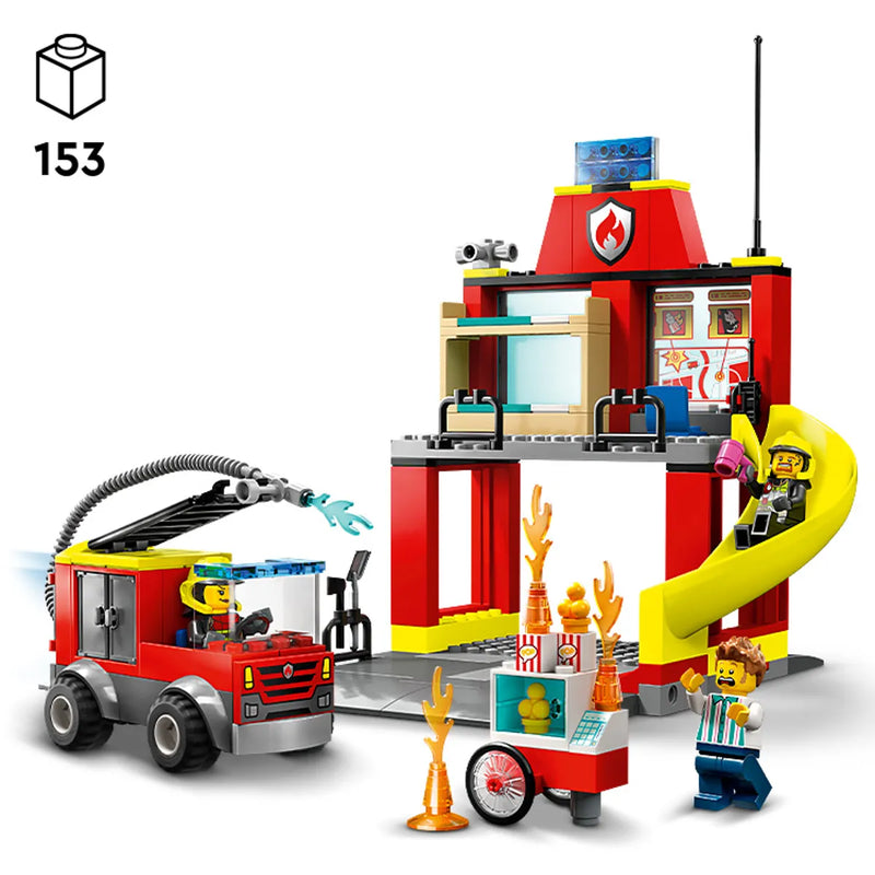 FIRE STATION AND FIRE ENGINE
