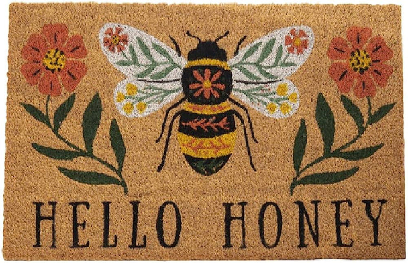 HELLO HONEY BEE FLORAL 30X18 DOORMATE