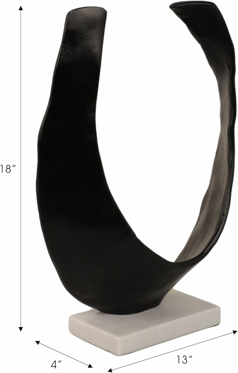 18" BLACK/WHITE CURVED HORSESHOE ON MARBLE BASE