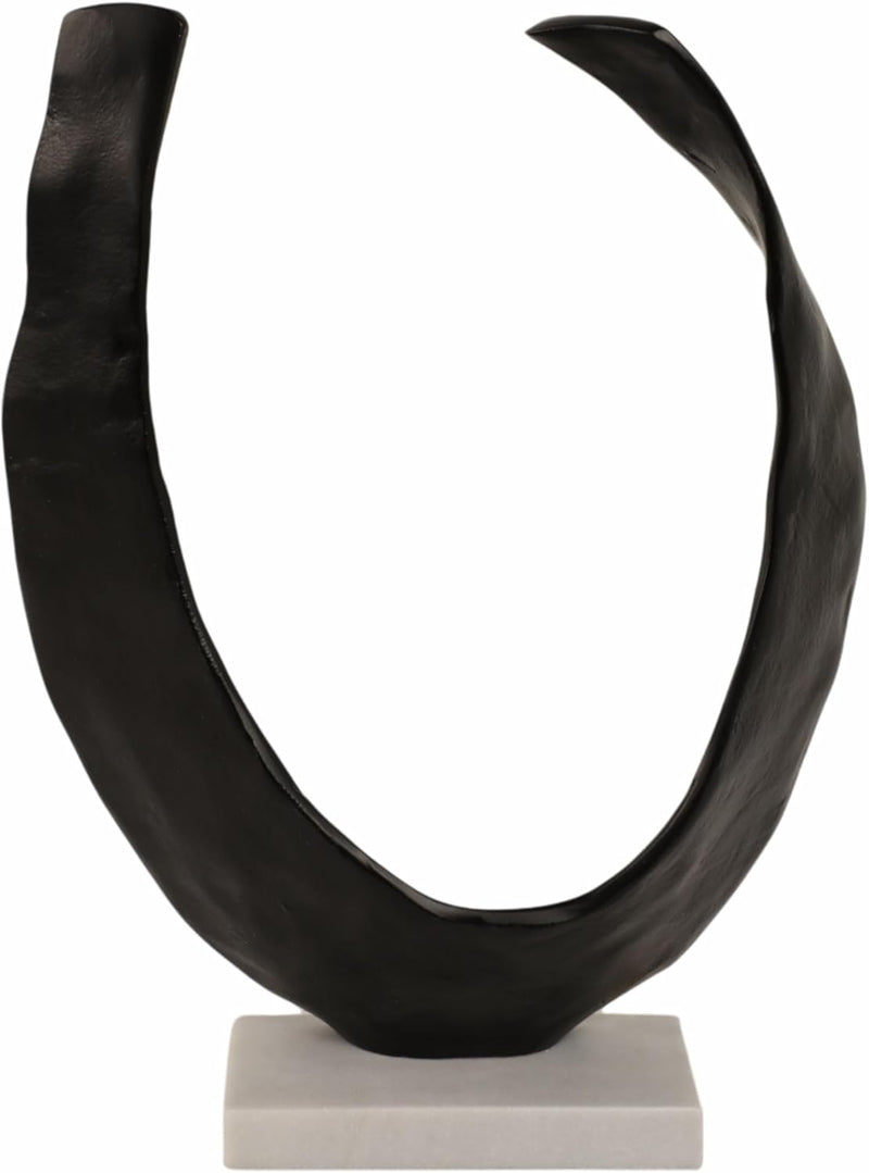 18" BLACK/WHITE CURVED HORSESHOE ON MARBLE BASE