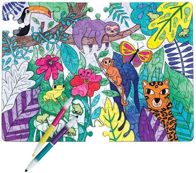 COLOUR BY NUMBER PUZZLE - JUNGLE 100 PIECES