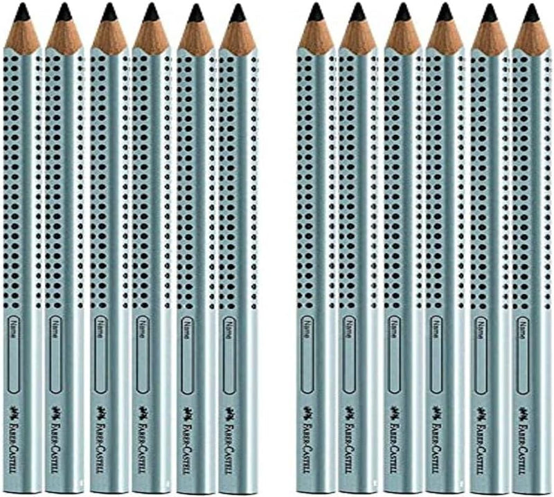 JUMBO GRIP PENCILS - SILVER PACK OF 12