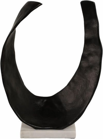18" BLACK/WHITE CURVED HORSESHOE ON MARBLE BASE
