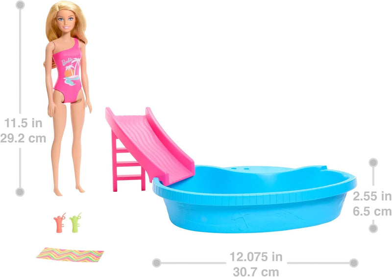 BARBIE DOLL & POOL PLAYSET, BLONDE