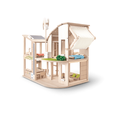 GREEN DOLLHOUSE WITH FURNITURE