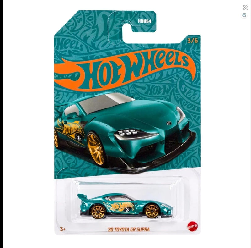 HOT WHEELS 56TH ANNIVERSARY PEARL & CHROME WITH CHASE VEHICLE CASE OF 6 CARS SET