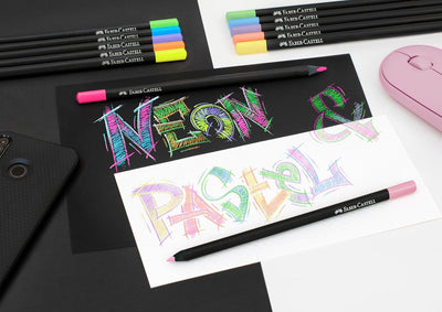 BLACK EDITION COLOURED PENCILS - NEON & PASTEL PACK OF 12