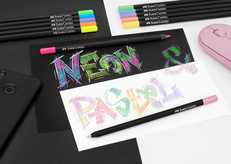 BLACK EDITION COLOURED PENCILS - NEON & PASTEL PACK OF 12