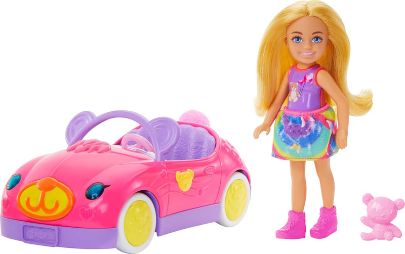 BARBIE CHELSEA DOLL & TOY CAR SET WITH BEAR