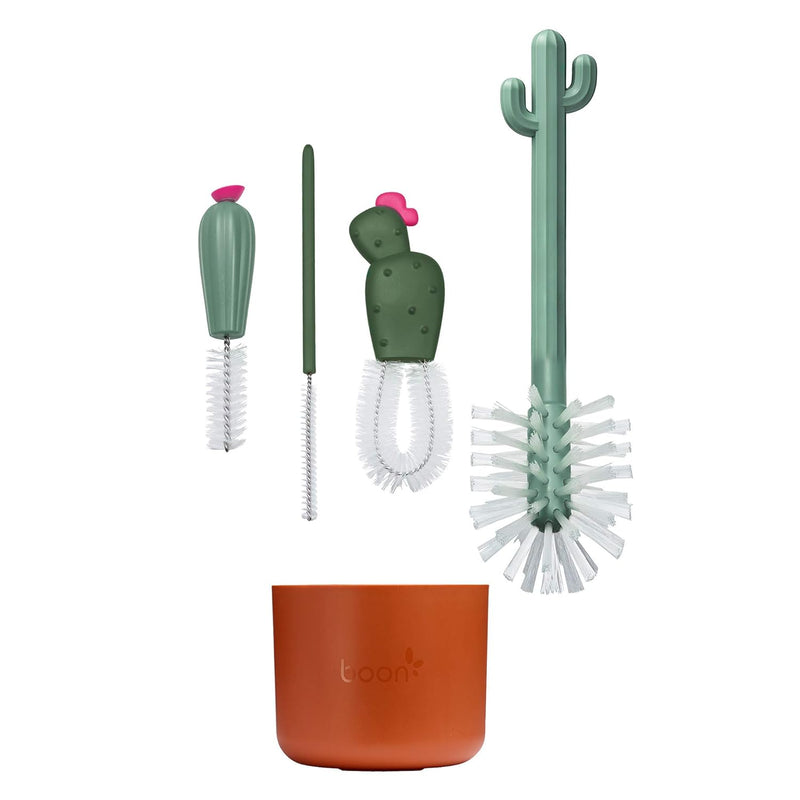 CACTI BOTTLE CLEANING BRUSH SET-BRWN/GRN