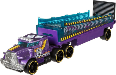 HOT WHEELS SUPER RIGS 1:64 SCALE RACE CAR & MATCHING SEMI TRUCK TRANSPORTER