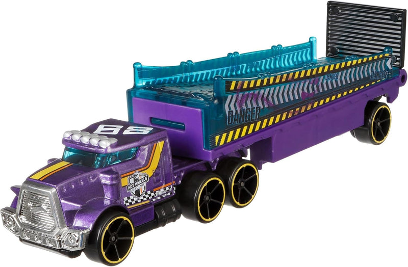 HOT WHEELS SUPER RIGS 1:64 SCALE RACE CAR & MATCHING SEMI TRUCK TRANSPORTER
