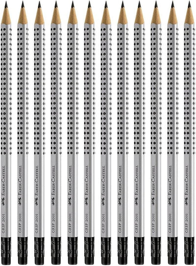PENCIL WITH GRIP & ERASER - 12 COUNT