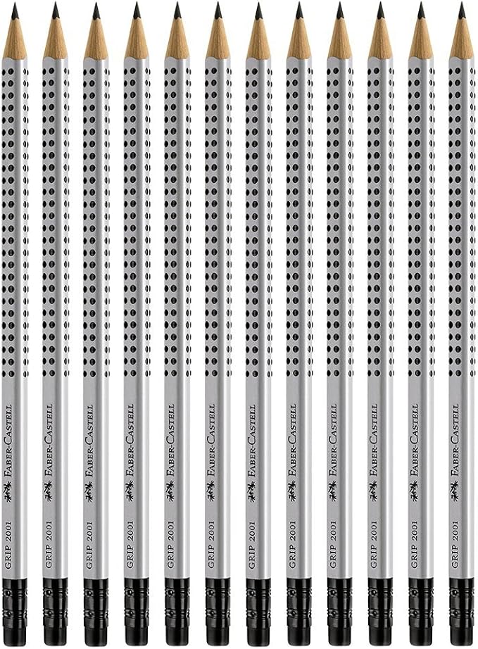 PENCIL WITH GRIP & ERASER - 12 COUNT