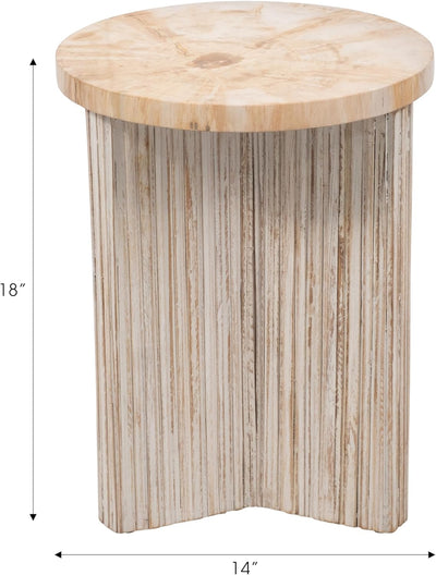 PETRIFIED WOOD & TEAK 18 2 ACCENT TABLE - NEUTRAL