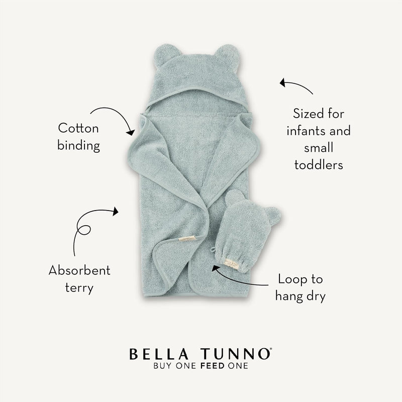 BABY BATH TOWEL & WASH MITT SET