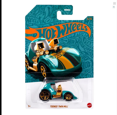 HOT WHEELS 56TH ANNIVERSARY PEARL & CHROME WITH CHASE VEHICLE CASE OF 6 CARS SET