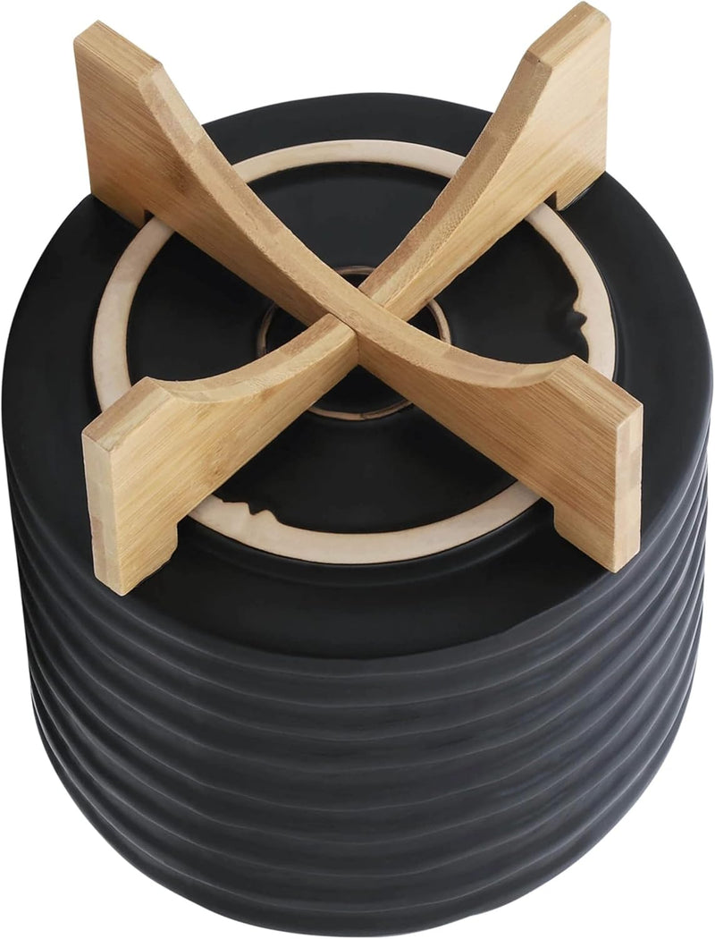 11"H TEXTURED PLANTER WITH STAND - BLACK