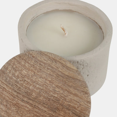 4" 7OZ EUCLYPTUS & SAGE FOOTED CANDLE WITH LID - CREAM