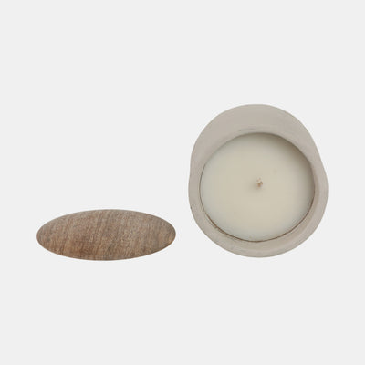 4" 7OZ EUCLYPTUS & SAGE FOOTED CANDLE WITH LID - CREAM