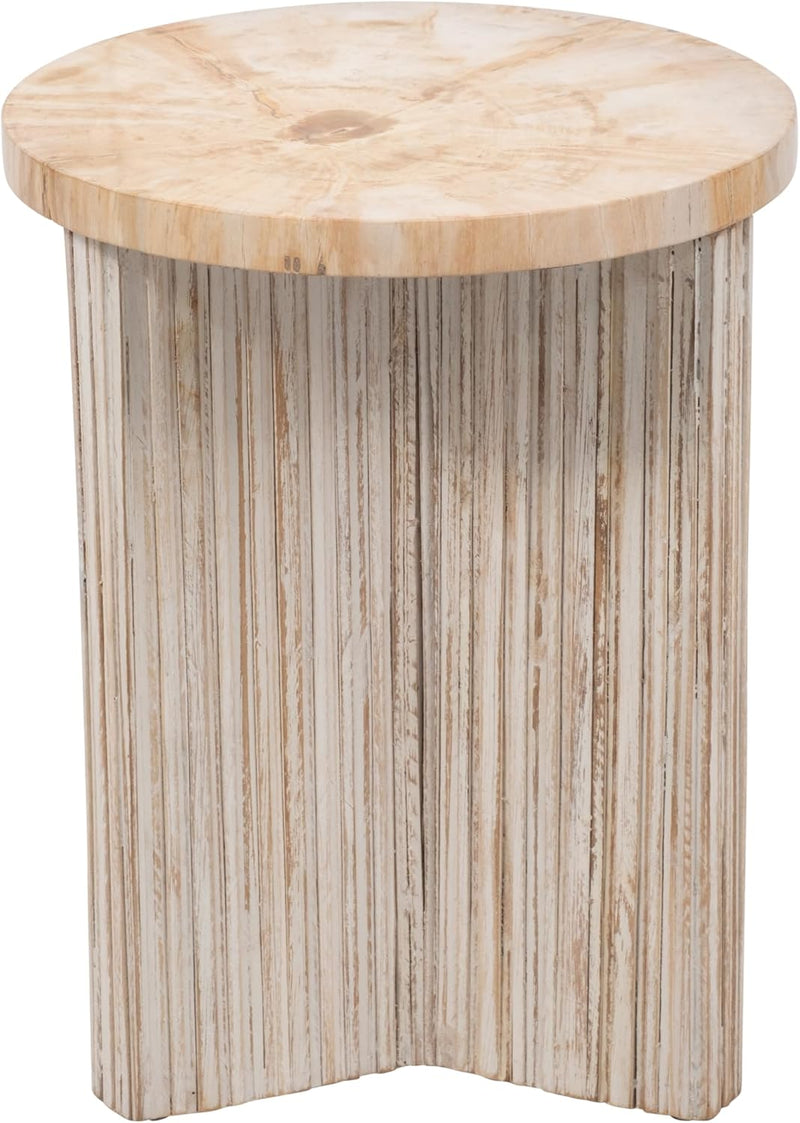 PETRIFIED WOOD & TEAK 18 2 ACCENT TABLE - NEUTRAL