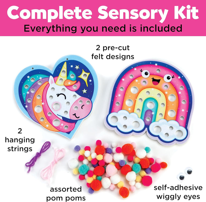 CREATIVITY FOR KIDS POM POM PICTURES: MAGICAL RAINBOW & UNICORN SENSORY TOY BOARDS