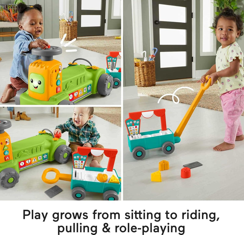 LAUGH & LEARN 4-IN-1 FARM TO MARKEY TRACTOR RIDE ON WITH PULL WAGON