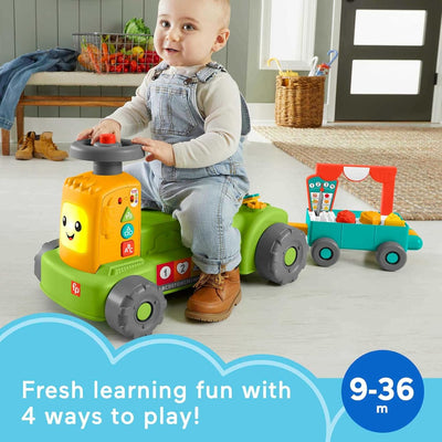 LAUGH & LEARN 4-IN-1 FARM TO MARKEY TRACTOR RIDE ON WITH PULL WAGON