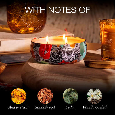 LIMITED EDITION BALTIC AMBER 3 WICK TIN CANDLE 12 OZ