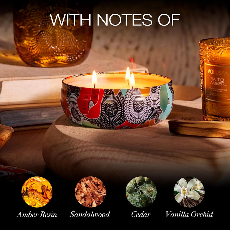 LIMITED EDITION BALTIC AMBER 3 WICK TIN CANDLE 12 OZ